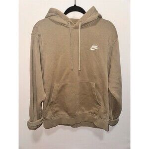 Nike Sportswear Club Hoodie Mens Size M Beige Pullover Embroidered Swoosh